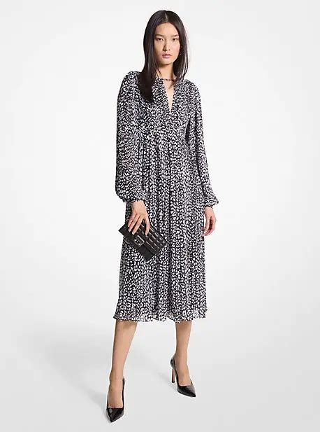 michael kors pleated midi dress|leopard print georgette midi dress.